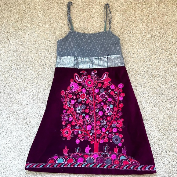 Free People Dresses & Skirts - FREE PEOPLE Red/Silver Velvet Tree Dress